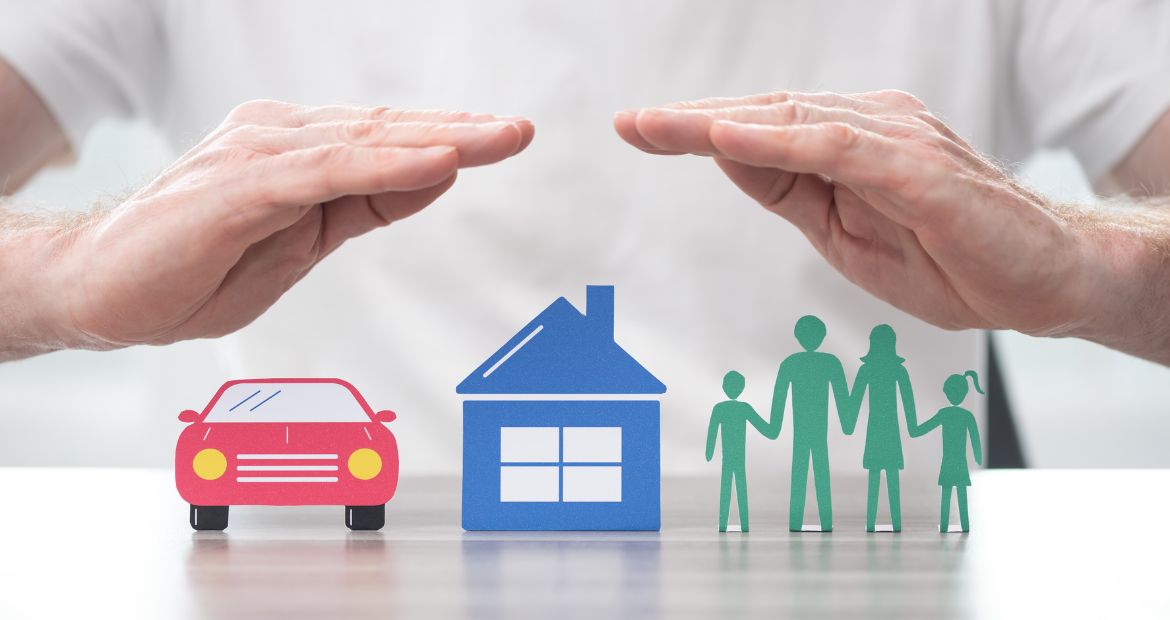 Concept of life, home and auto insurance