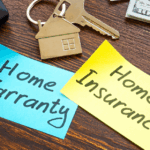 home insurance and key on the desk.
